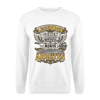 Legenden gehen einmalig in Rente - Unisex Pullover - Weiß - Vorne - Alina (178cm) & Michal (187cm)