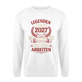 Legenden gehen 2027 in Rente – Ruhestand - Unisex Pullover - Weiß - Vorne - Alina (178cm) & Michal (187cm)