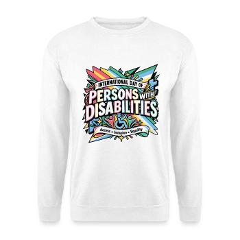 Internationaler Tag der Menschen mit Behinderungen - Unisex Pullover - Weiß - Vorne - Alina (178cm) & Michal (187cm)