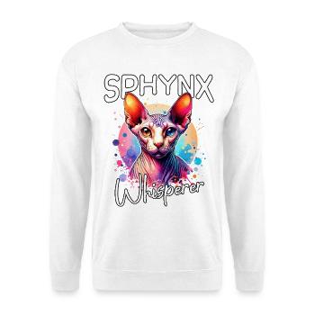 Sphynxkatze Flüsterer - Unisex Pullover - Weiß - Vorne - Alina (178cm) & Michal (187cm)