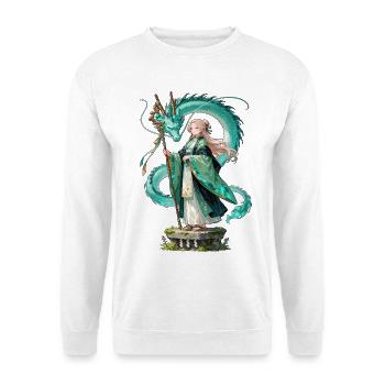 Ryuu Sage – Drachen Magierin Anime Manga - Unisex Pullover - Weiß - Vorne - Alina (178cm) & Michal (187cm)