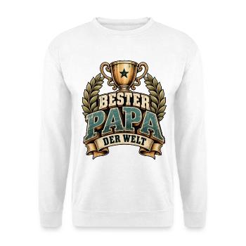 Vatertag Bester Papa der Welt Retro Motiv  - Unisex Pullover - Weiß - Vorne - Alina (178cm) & Michal (187cm)