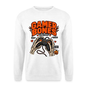 Gamer Knochen Anatomie - Unisex Pullover - Weiß - Vorne - Alina (178cm) & Michal (187cm)