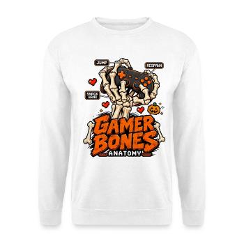 Gamer Bones Anatomie Controller - Unisex Pullover - Weiß - Vorne - Alina (178cm) & Michal (187cm)