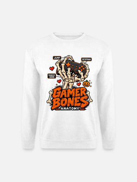 Gamer Bones Anatomie Controller - Unisex Pullover - Weiß