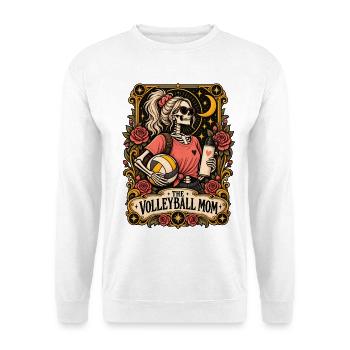 Volleyballmom Skelette Rosen Print - Unisex Pullover - Weiß - Vorne - Alina (178cm) & Michal (187cm)