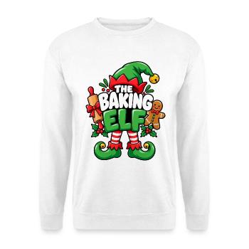 Die Backelf Festtagszauber - Unisex Pullover - Weiß - Vorne - Alina (178cm) & Michal (187cm)