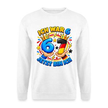 Ich War 6 Jetzt Bin Ich 7 – Six Seven 7 Geburtstag - Unisex Pullover - Weiß - Vorne - Alina (178cm) & Michal (187cm)