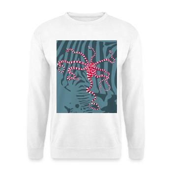 Rot Weißer Oktopus - Unisex Pullover - Weiß - Vorne - Alina (178cm) & Michal (187cm)