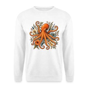 Boho Botanical Octopus - Unisex Pullover - Weiß - Vorne - Alina (178cm) & Michal (187cm)