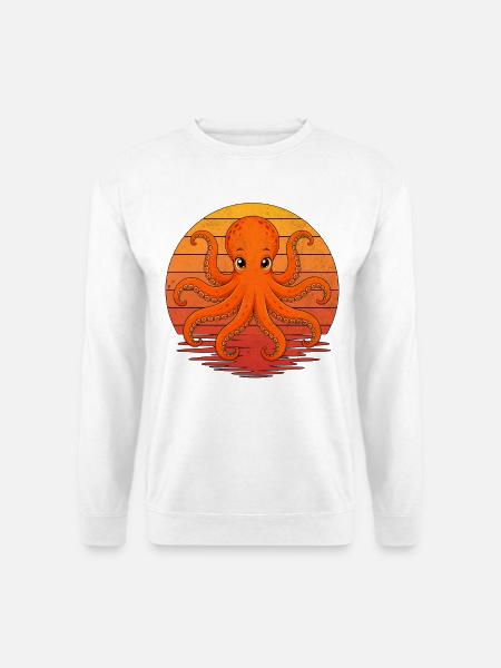 Süßer Retro-Oktopus - Unisex Pullover - Weiß
