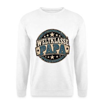 Waltklasse Papa Retro Vatertag Geschenk für Papa - Unisex Pullover - Weiß - Vorne - Alina (178cm) & Michal (187cm)