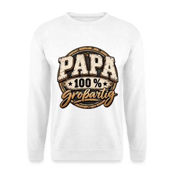 Vatertag Papa 100% großartig Geschenk für Papa - Unisex Pullover - Weiß - Vorne - Alina (178cm) & Michal (187cm)