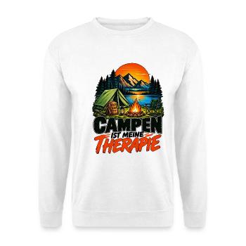 Camping ist meine Therapie - Unisex Pullover - Weiß - Vorne - Alina (178cm) & Michal (187cm)