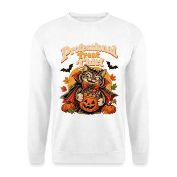 Halloween Katze Professional Treat Thief für Cat - Unisex Pullover - Weiß - Vorne - Alina (178cm) & Michal (187cm)