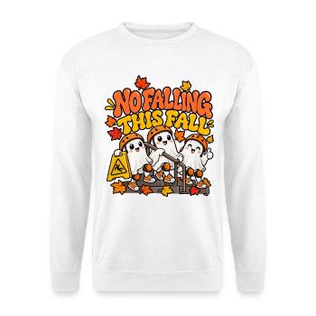 Herbstgeister: Nicht Fallen Motiv - Unisex Pullover - Weiß - Vorne - Alina (178cm) & Michal (187cm)