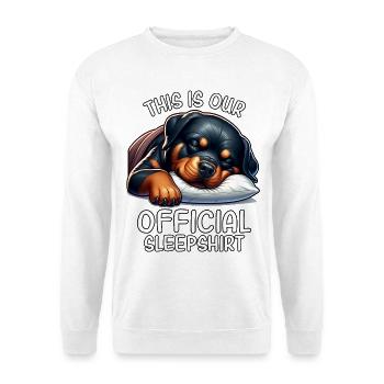 Lustiges Rottweiler Schlafshirt - Unisex Pullover - Weiß - Vorne - Alina (178cm) & Michal (187cm)