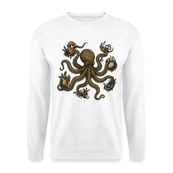 Goblincore Octopus - Unisex Pullover - Weiß - Vorne - Alina (178cm) & Michal (187cm)