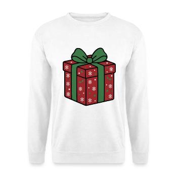 Festliches Weihnachtsgeschenk Frohe Weihnachtsüberraschung - Unisex Pullover - Weiß - Vorne - Alina (178cm) & Michal (187cm)