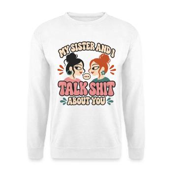 Geschwisterliebe Schwester Idee - Unisex Pullover - Weiß - Vorne - Alina (178cm) & Michal (187cm)