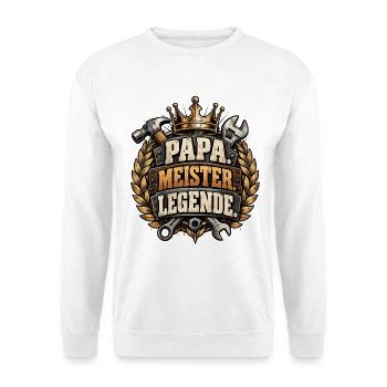 Vatertag Papa Meister Legende Retro Motiv  - Unisex Pullover - Weiß - Vorne - Alina (178cm) & Michal (187cm)