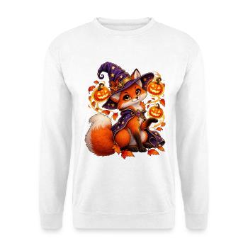 Kleiner Magischer Fuchs zu Halloween - Unisex Pullover - Weiß - Vorne - Alina (178cm) & Michal (187cm)
