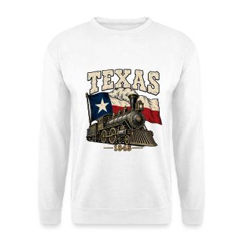 Texas Eisenbahn 1845 Vintage - Unisex Pullover - Weiß - Vorne - Alina (178cm) & Michal (187cm)
