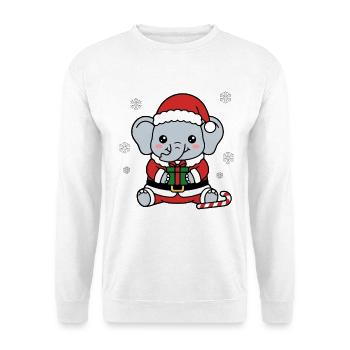 Süßes Kawaii-Elefanten-Weihnachtsbaum-Weihnachtsgeschenk - Unisex Pullover - Weiß - Vorne - Alina (178cm) & Michal (187cm)