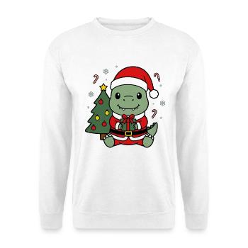 Kawaii-Dinosaurier-Weihnachtsbaum-Weihnachtsbaum-Geschenk - Unisex Pullover - Weiß - Vorne - Alina (178cm) & Michal (187cm)