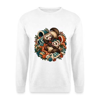 Herbstliche Otterfreunde Kuschelduo - Unisex Pullover - Weiß - Vorne - Alina (178cm) & Michal (187cm)