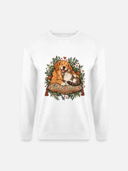 Herzpfoten Kuschelduo - Unisex Pullover - Weiß