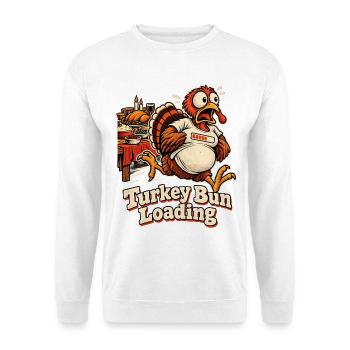 Turkey Bun Loading witzige - Unisex Pullover - Weiß - Vorne - Alina (178cm) & Michal (187cm)