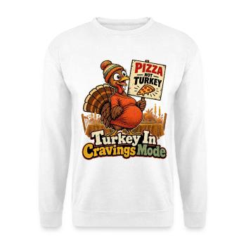 Turkey In Cravings Mode witzig schwanger an - Unisex Pullover - Weiß - Vorne - Alina (178cm) & Michal (187cm)