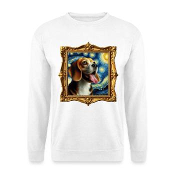 Beagle Starry Night - Unisex Pullover - Weiß - Vorne - Alina (178cm) & Michal (187cm)