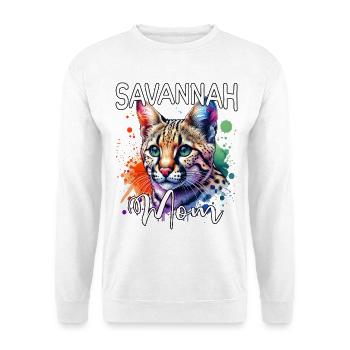 Savannah Katze Mama - Unisex Pullover - Weiß - Vorne - Alina (178cm) & Michal (187cm)