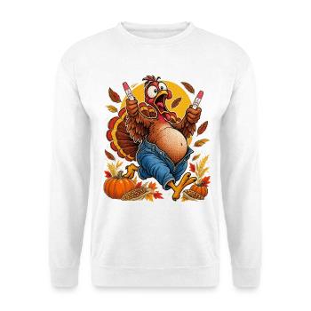 Thanksgiving Truthahn schwanger lustig werdende - Unisex Pullover - Weiß - Vorne - Alina (178cm) & Michal (187cm)