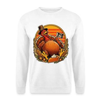Thanksgiving Truthahn Ultraschall Retro Baby - Unisex Pullover - Weiß - Vorne - Alina (178cm) & Michal (187cm)