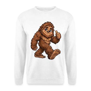 Bigfoot Kawaii Style – Süßes Fabelwesen - Unisex Pullover - Weiß - Vorne - Alina (178cm) & Michal (187cm)