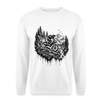 Motocross Enduro Fahrer Offroad Motorrad Geschenk - Unisex Pullover - Weiß - Vorne - Alina (178cm) & Michal (187cm)