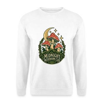 Midnight Mushroom Club - Unisex Pullover - Weiß - Vorne - Alina (178cm) & Michal (187cm)