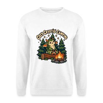 Cozy Cryptid Camping - Unisex Pullover - Weiß - Vorne - Alina (178cm) & Michal (187cm)