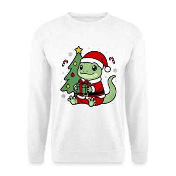 Süßes Kawaii Gecko-Weihnachtsbaum-Geschenketikett - Unisex Pullover - Weiß - Vorne - Alina (178cm) & Michal (187cm)