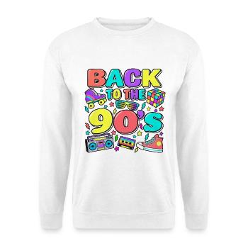 Back to the 90s Neon Retro - Unisex Pullover - Weiß - Vorne - Alina (178cm) & Michal (187cm)