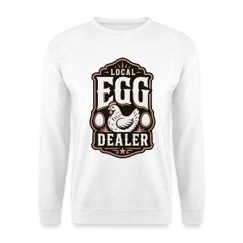 Local Egg Dealer - Unisex Pullover - Weiß - Vorne - Alina (178cm) & Michal (187cm)