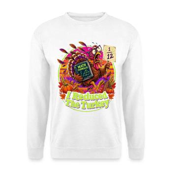 Thanksgiving Mathe Truthahn Panik Nerdwitz - Unisex Pullover - Weiß - Vorne - Alina (178cm) & Michal (187cm)