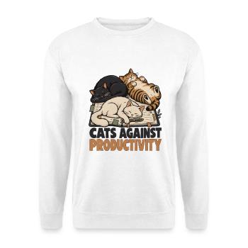 Cats Against Productivity  - Unisex Pullover - Weiß - Vorne - Alina (178cm) & Michal (187cm)