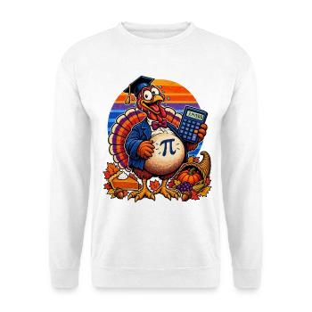 Thanksgiving-Truthahn Mathe-Lehrer mit Pi - Unisex Pullover - Weiß - Vorne - Alina (178cm) & Michal (187cm)
