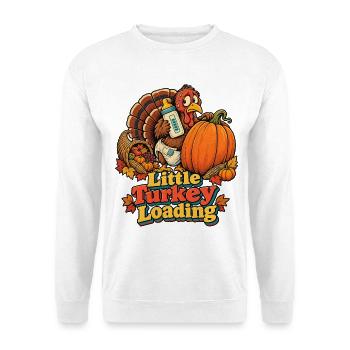 Thanksgiving-Truthahn Little Turkey Loading Baby - Unisex Pullover - Weiß - Vorne - Alina (178cm) & Michal (187cm)