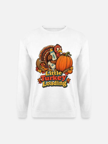 Thanksgiving-Truthahn Little Turkey Loading Baby - Unisex Pullover - Weiß