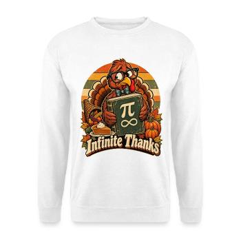 Thanksgiving Truthahn Infinite Thanks Mathelehrer - Unisex Pullover - Weiß - Vorne - Alina (178cm) & Michal (187cm)